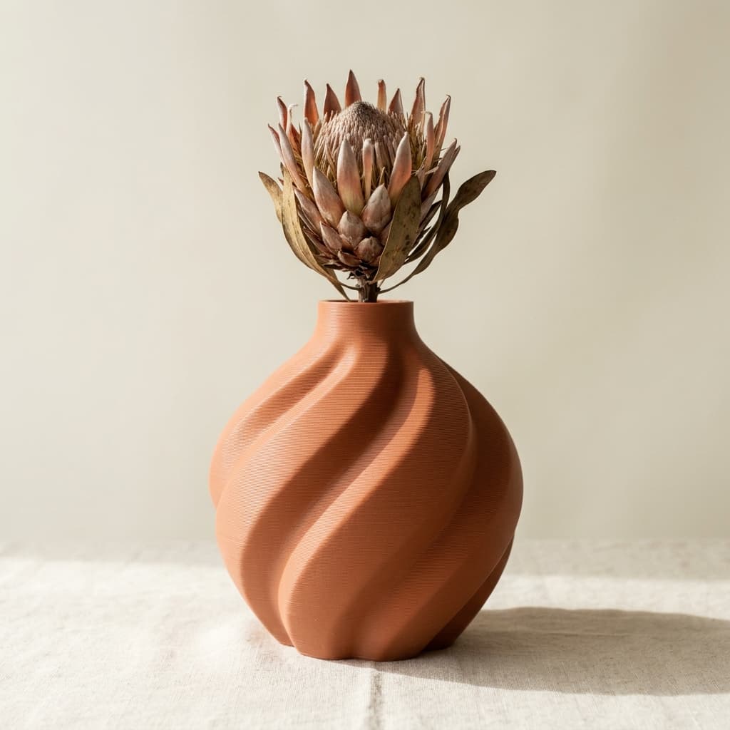 Bojo Torcido — vaso impresso em 3D, filamento PLA fosco