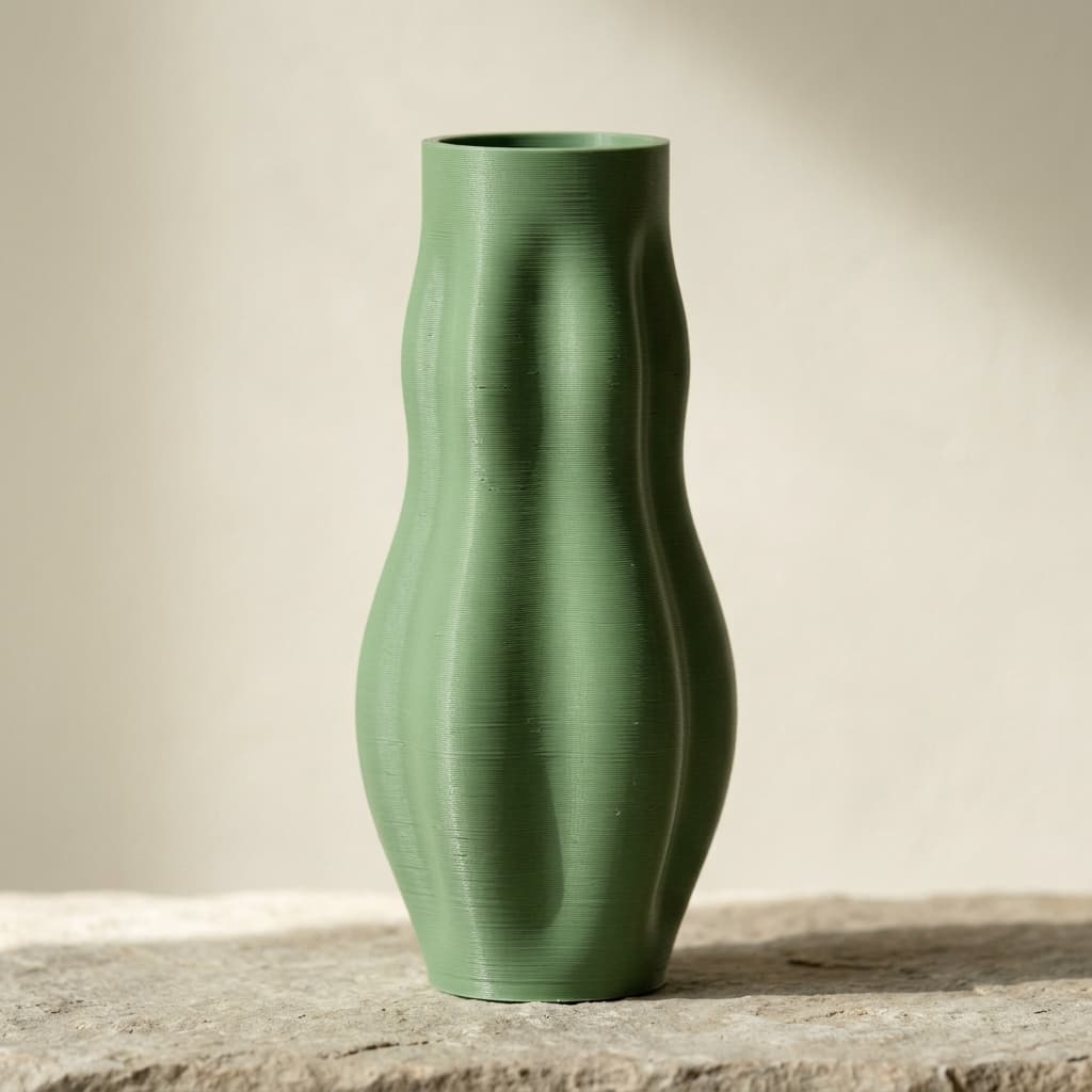Onda Larga — vaso impresso em 3D, filamento PLA fosco