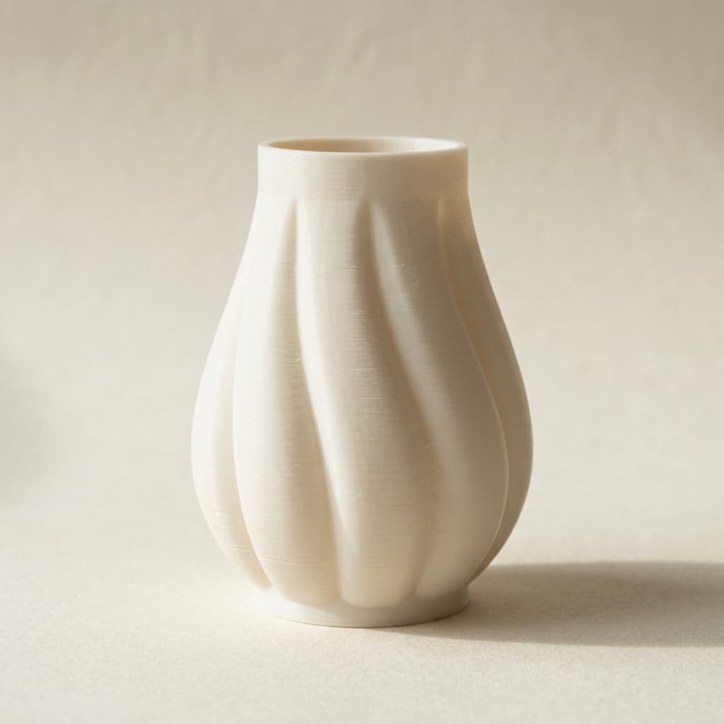 Torção Nove — vaso impresso em 3D, filamento PLA fosco